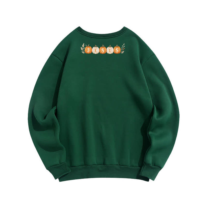 Christianartworkshop Jesus Autumn Pumpkin Graphic Cozy Fleece Sweatshirt - image 17