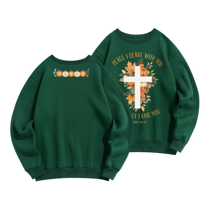 Christianartworkshop Jesus Autumn Pumpkin Graphic Cozy Fleece Sweatshirt - Green - 2XL - image 15