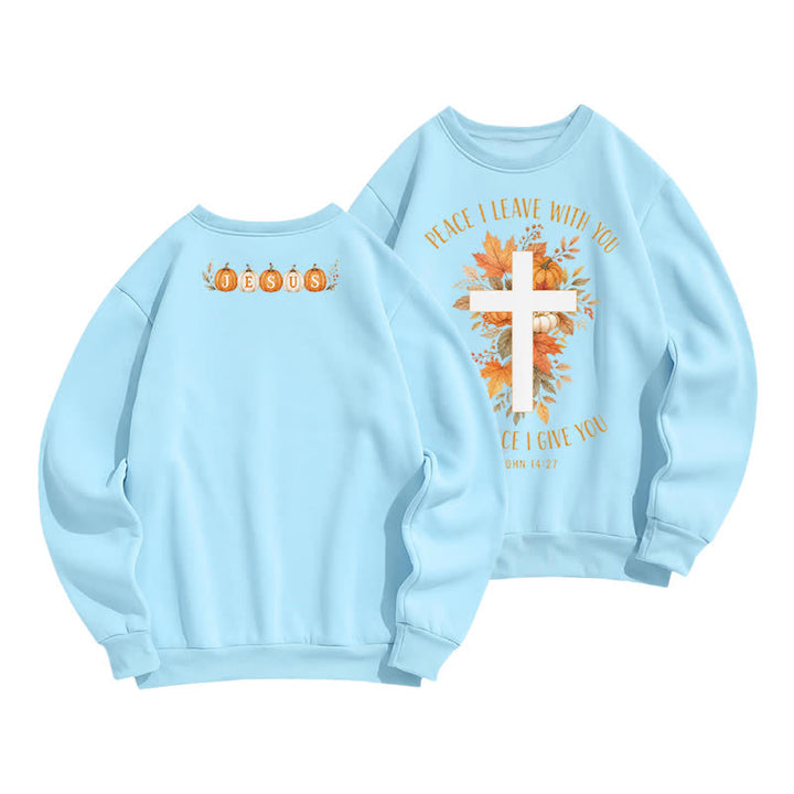 Christianartworkshop Jesus Autumn Pumpkin Graphic Cozy Fleece Sweatshirt - Blue - 2XL - image 12