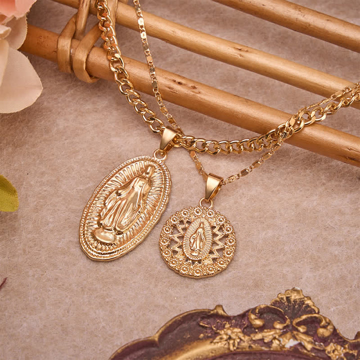 Christianartworkshop Ornate Jeweled Our Lady & Cross Layered Necklace: Token of Divine Guardianship - image 3