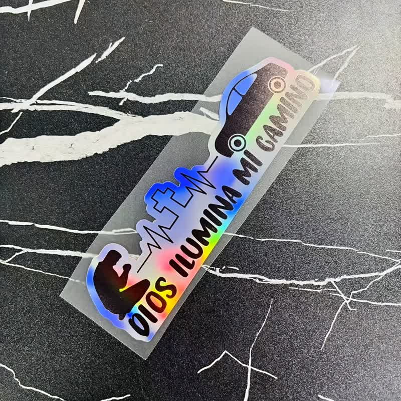 Christianartworkshop Spanish Blessing Cross Heartbeat Car Sticker: Token of Gentle Divine Light - Holographic - Car - Set of 10 - image 10