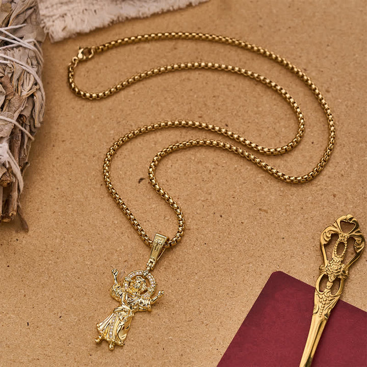 Christianartworkshop Ornate 3D Divine Child Jesus Wheat Chain Necklace: Icon of Quiet Sacred Serenity - image 2