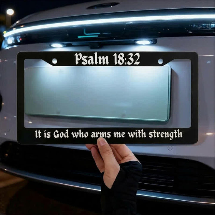 Christianartworkshop Psalm 18:32 Scripture Metal Car Frame: Emblem of Abiding Heavenly Strength - image 7