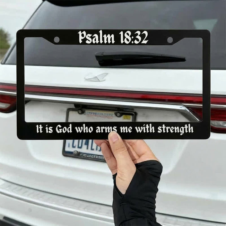 Christianartworkshop Psalm 18:32 Scripture Metal Car Frame: Emblem of Abiding Heavenly Strength - image 4