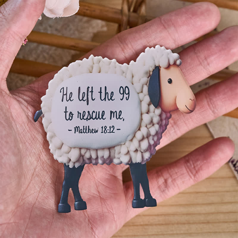 Christianartworkshop 2D Flat Textured Lost Sheep Scripture Fridge Magnet: Emblem of Tender Divine Mercy - image 3