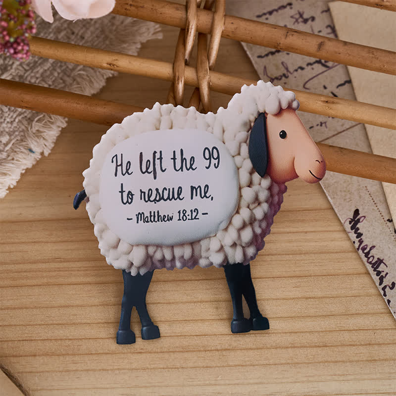 Christianartworkshop 2D Flat Textured Lost Sheep Scripture Fridge Magnet: Emblem of Tender Divine Mercy - image 5