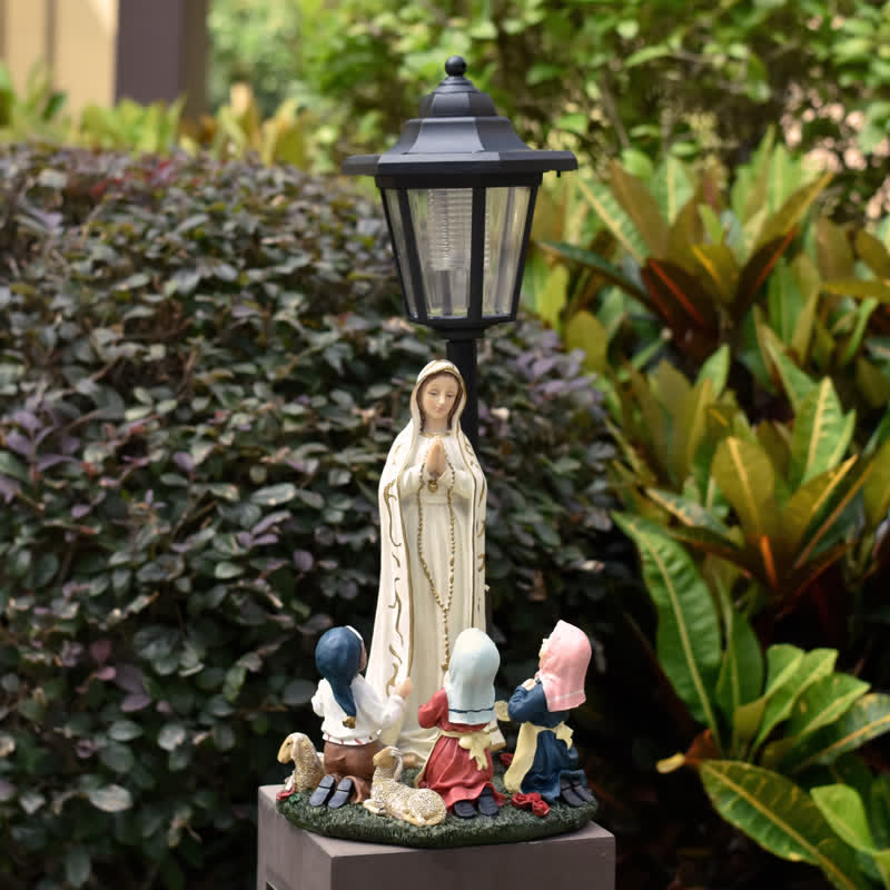 Christianartworkshop Outdoor Our Lady Resin Sculpture with Solar Nightlight: Cherished Sacred Gift - Oue Lady - image 0