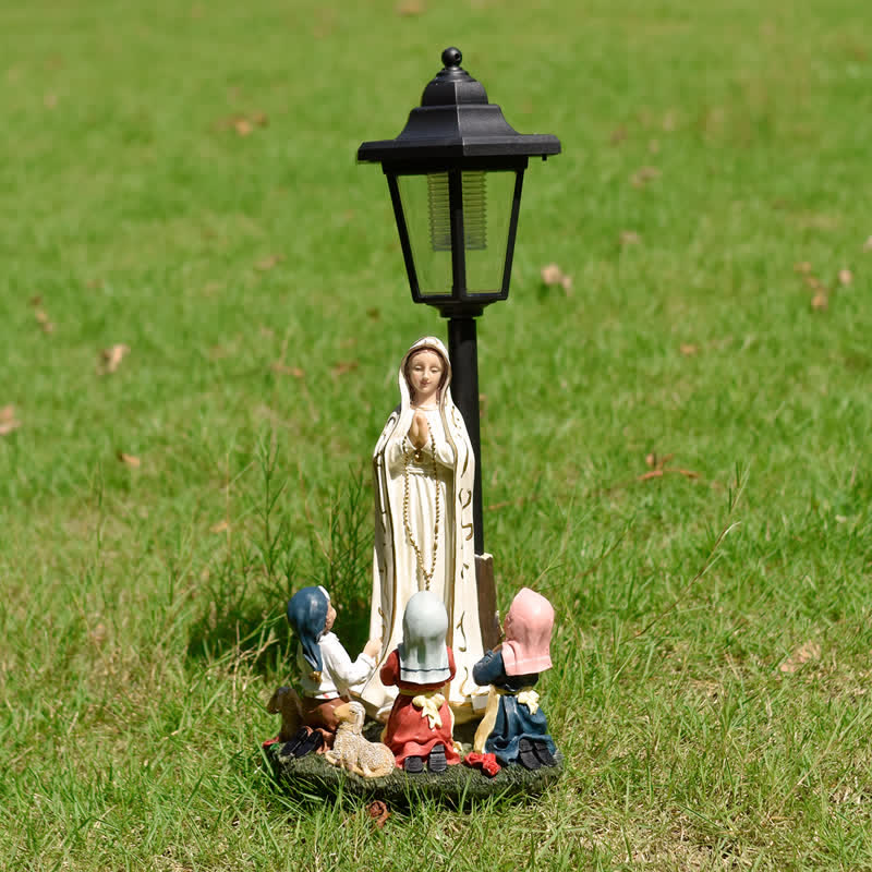 Christianartworkshop Outdoor Our Lady Resin Sculpture with Solar Nightlight: Cherished Sacred Gift - image 1