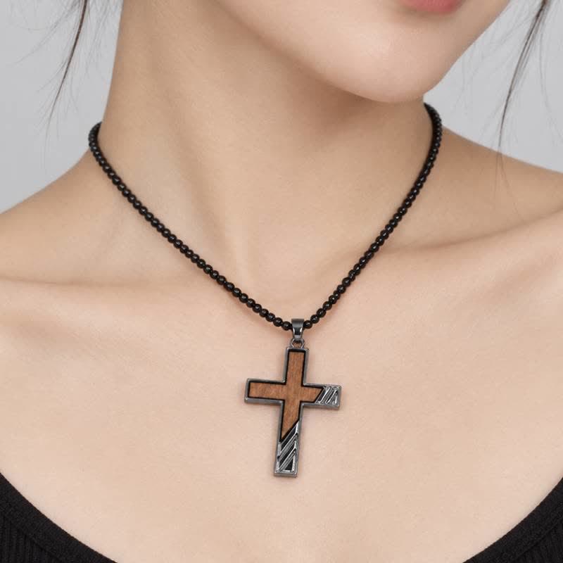 Christianartworkshop Sturdy Zinc Alloy Wood Cross Necklace: Heavenly Reminder for Daily Wear - image 4