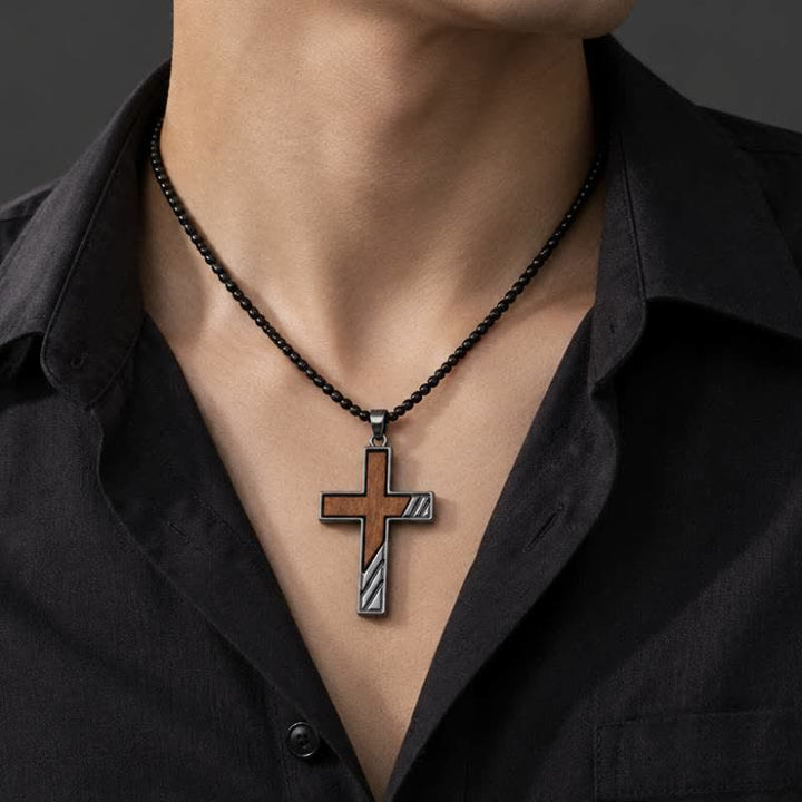 Christianartworkshop Sturdy Zinc Alloy Wood Cross Necklace: Heavenly Reminder for Daily Wear - image 5