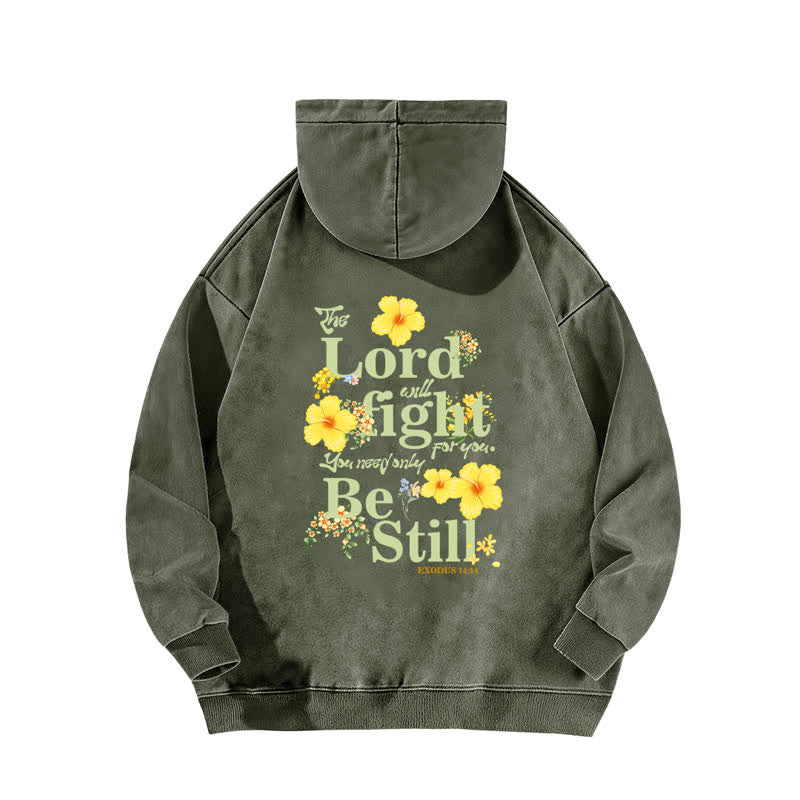 Christianartworkshop Be Still Floral Front And Back Washed Hoodie - image 10