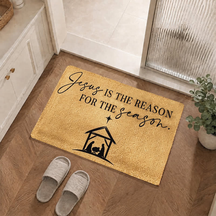 Christianartworkshop Nativity Scene Star Scripture Quote Coir Doormat - image 0