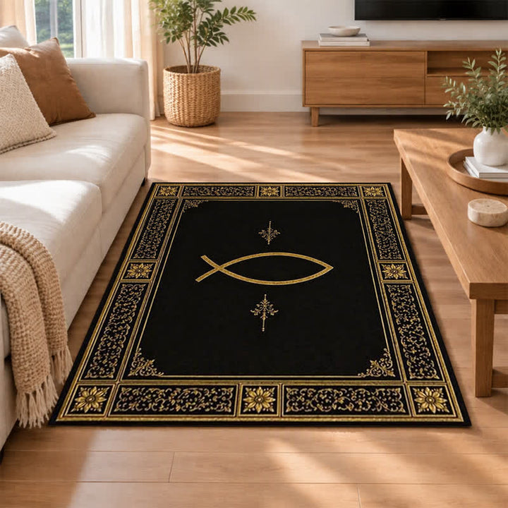 Christianartworkshop Ichthys & Chi-Rho Monogram Velvet Tapestry: Token of Abiding Celestial Shelter - image 1
