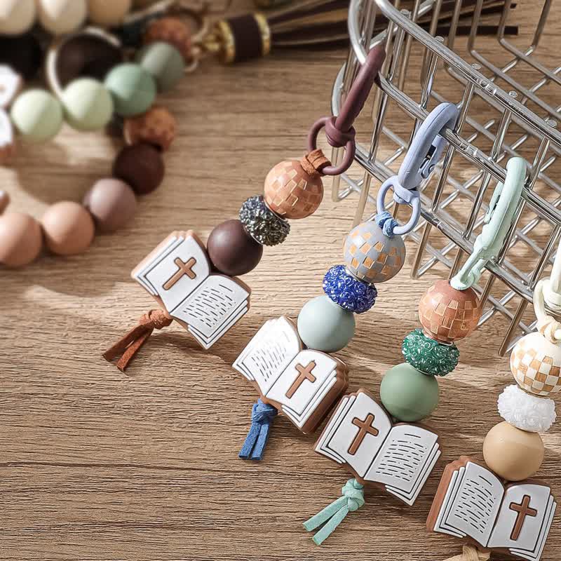 Christianartworkshop Multi-Bead Scripture Cross Silicone Keychain: Amulet of Quiet Divine Assurance - image 0