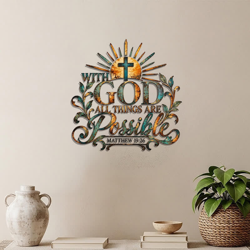 Christianartworkshop Sunburst & Foliage Metal Cross Wall Decor: Token of Unfailing Sacred Hope - image 8