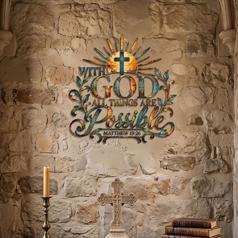 Christianartworkshop Sunburst & Foliage Metal Cross Wall Decor: Token of Unfailing Sacred Hope - image 1