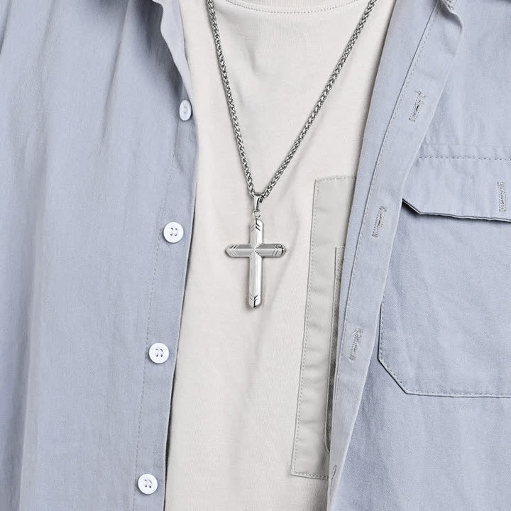 Christianartworkshop Linear Engraved Titanium Cross Pendant: Keepsake of Sincere Devoted Remembrance - image 10