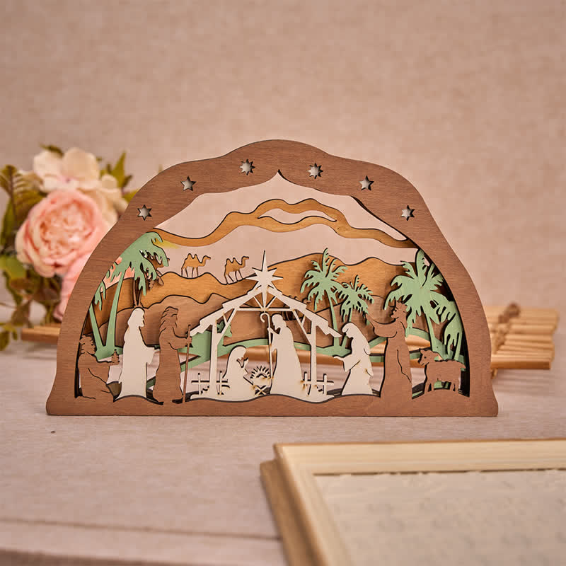 Christianartworkshop Arched Nativity Figure Desktop Ornament: Token of Warm Blessed Arrival - Nativity - image 0