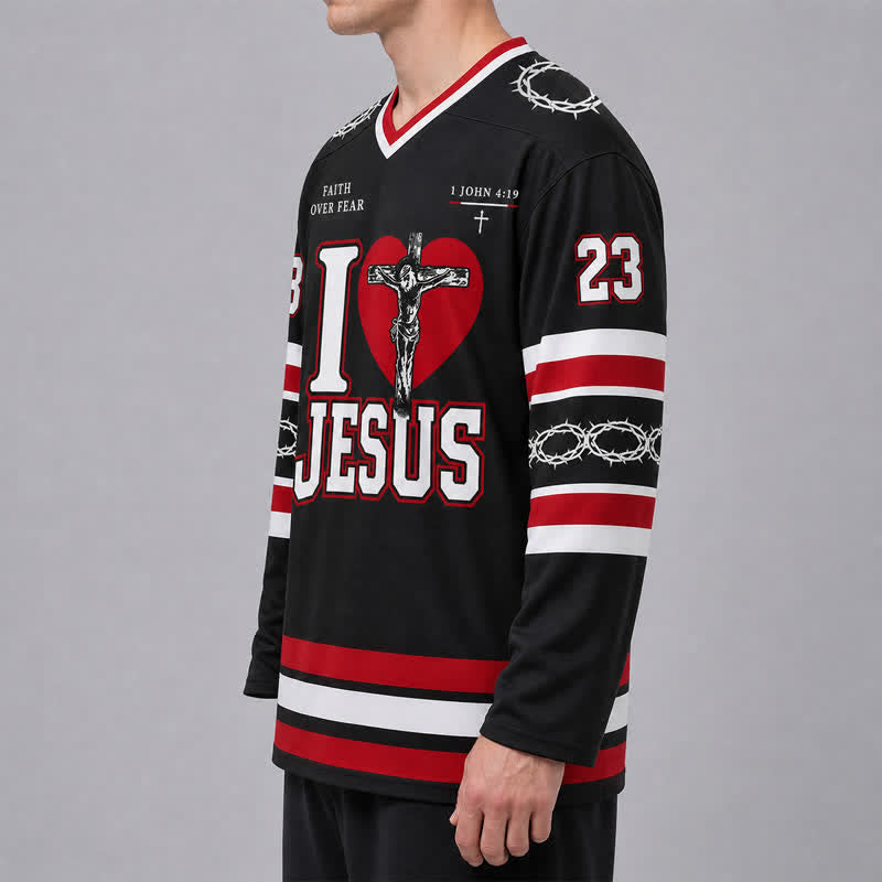 Christianartworkshop Jesus Love 23 Faith Over Fear Hockey Jersey - image 5