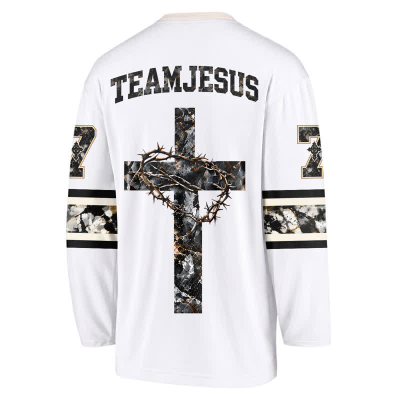 Christianartworkshop Team Jesus Number 7 V Neck Hockey Jersey - image 1