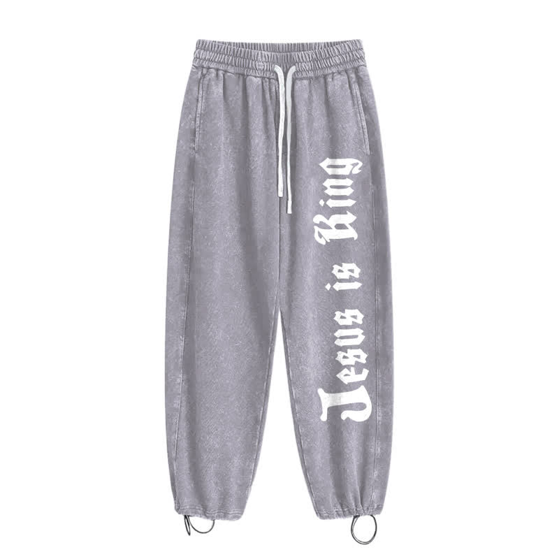 Christianartworkshop Black Gothic Script Streetwear Washed Sweatpants - image 10