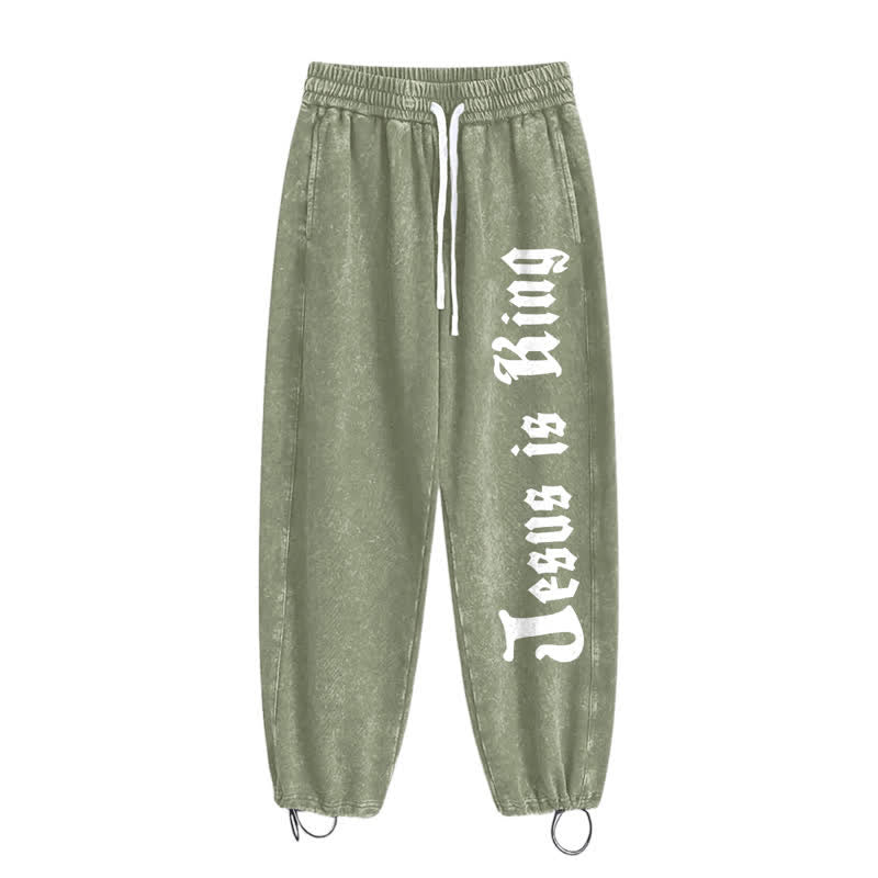 Christianartworkshop Black Gothic Script Streetwear Washed Sweatpants - image 18