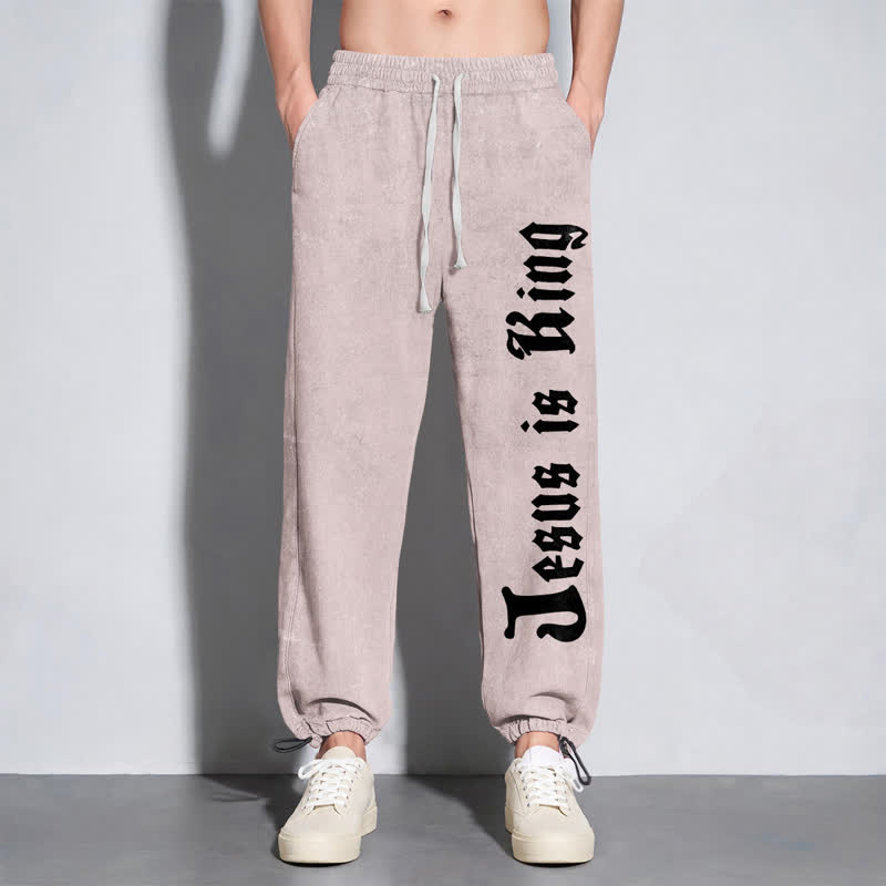 Christianartworkshop Black Gothic Script Streetwear Washed Sweatpants - image 30