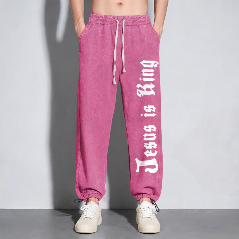 Christianartworkshop Black Gothic Script Streetwear Washed Sweatpants - image 38