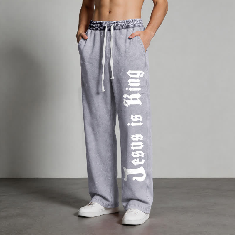 Christianartworkshop Black Gothic Script Streetwear Washed Sweatpants - image 12