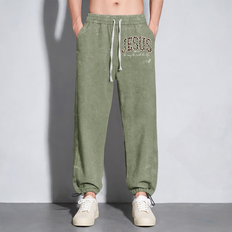Christianartworkshop Jesus Script Blush Streetwear Drawstring Washed Sweatpants - image 26