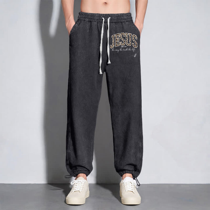 Christianartworkshop Jesus Script Blush Streetwear Drawstring Washed Sweatpants - image 36