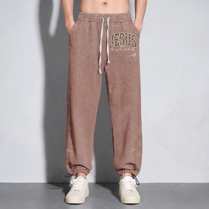 Christianartworkshop Jesus Script Blush Streetwear Drawstring Washed Sweatpants - image 46