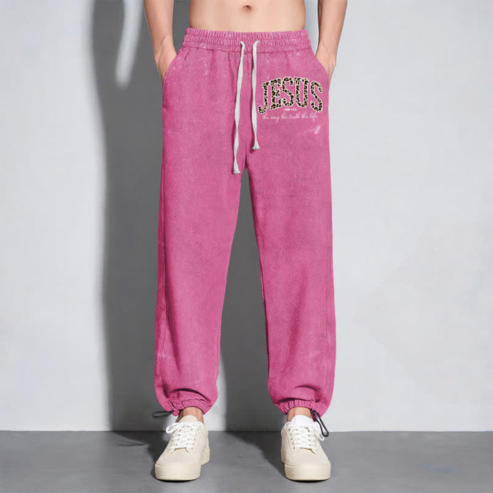 Christianartworkshop Jesus Script Blush Streetwear Drawstring Washed Sweatpants - image 22