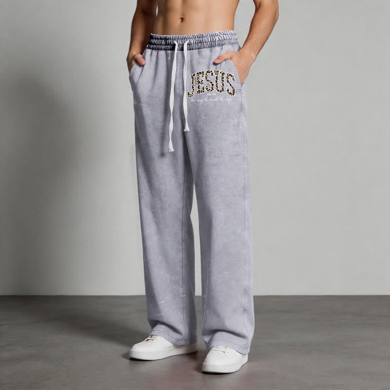 Christianartworkshop Jesus Script Blush Streetwear Drawstring Washed Sweatpants - image 12