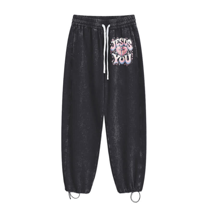 Christianartworkshop Jesus Heart Star Statement Washed Sweatpants - image 10