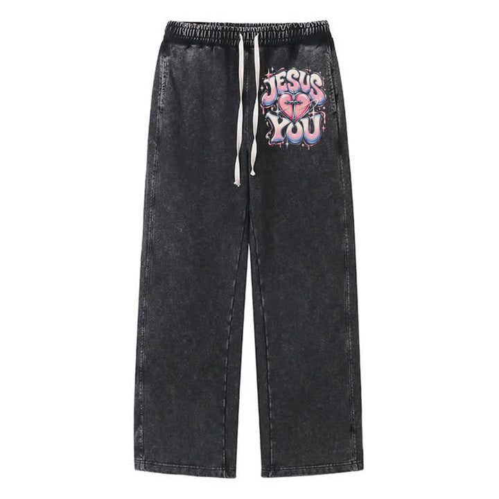 Christianartworkshop Jesus Heart Star Statement Washed Sweatpants - Black - 2XL - image 8