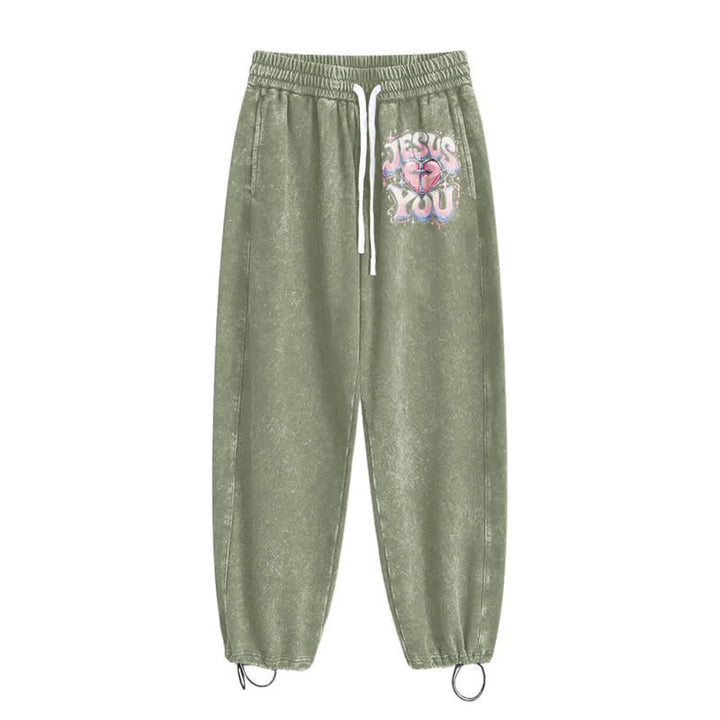 Christianartworkshop Jesus Heart Star Statement Washed Sweatpants - image 42