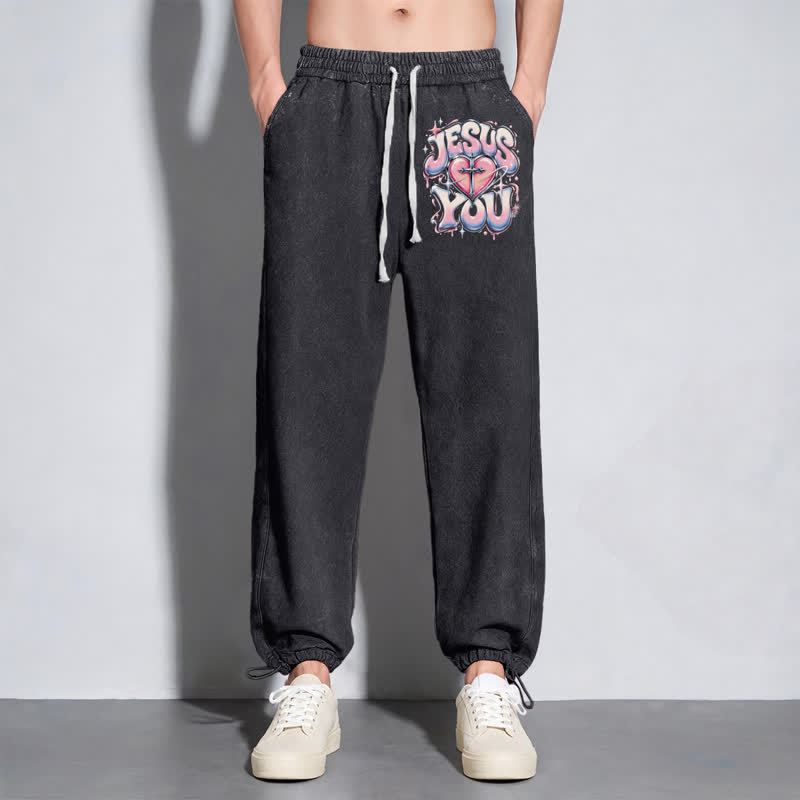 Christianartworkshop Jesus Heart Star Statement Washed Sweatpants - image 14