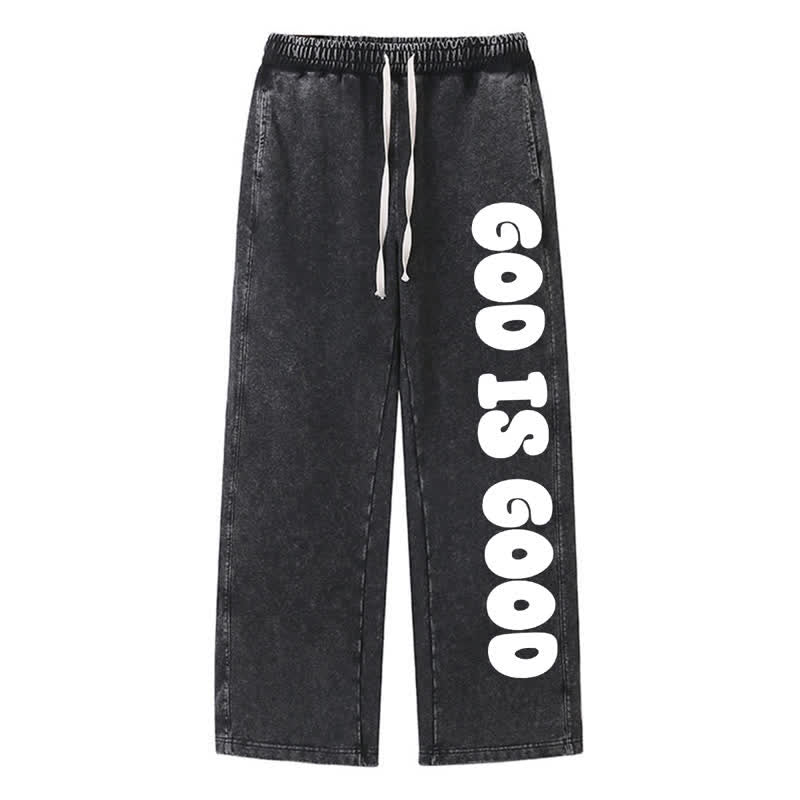 Christianartworkshop Blush Good Is Good Statement Washed Sweatpants - Black - 2XL - image 8
