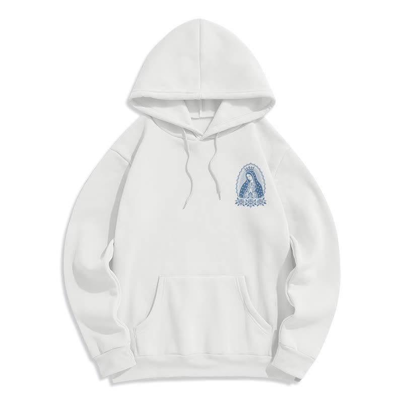 Christianartworkshop Light Blue Madonna Floral Streetwear Pullover Hoodie - image 23