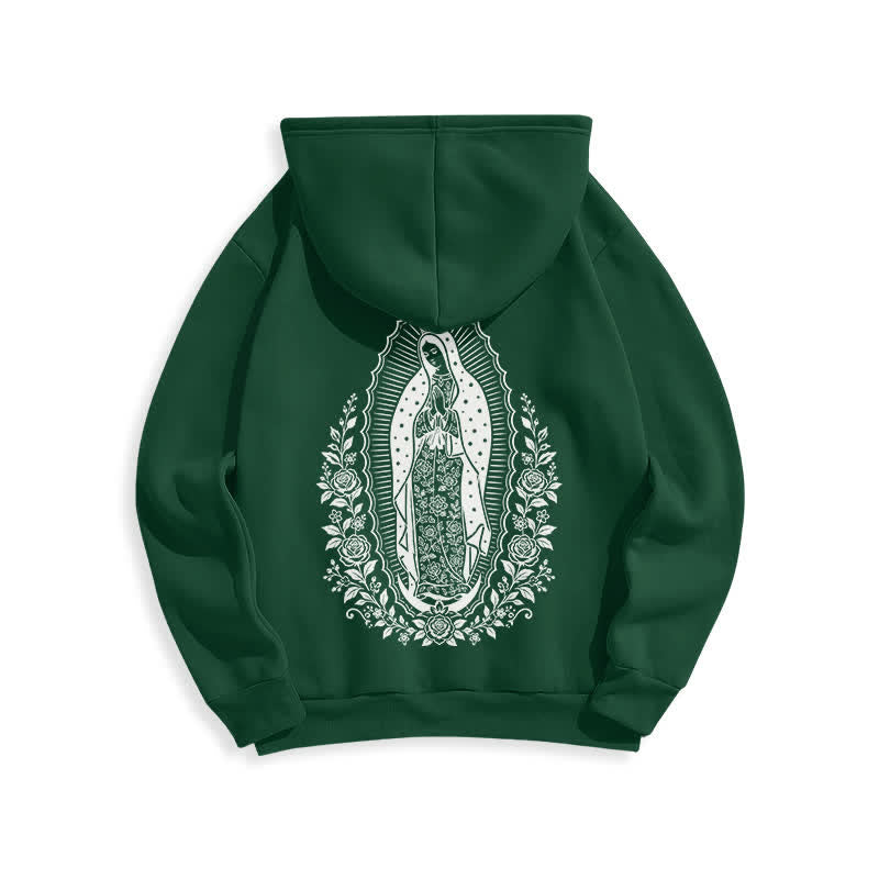 Christianartworkshop Light Blue Madonna Floral Streetwear Pullover Hoodie - image 19
