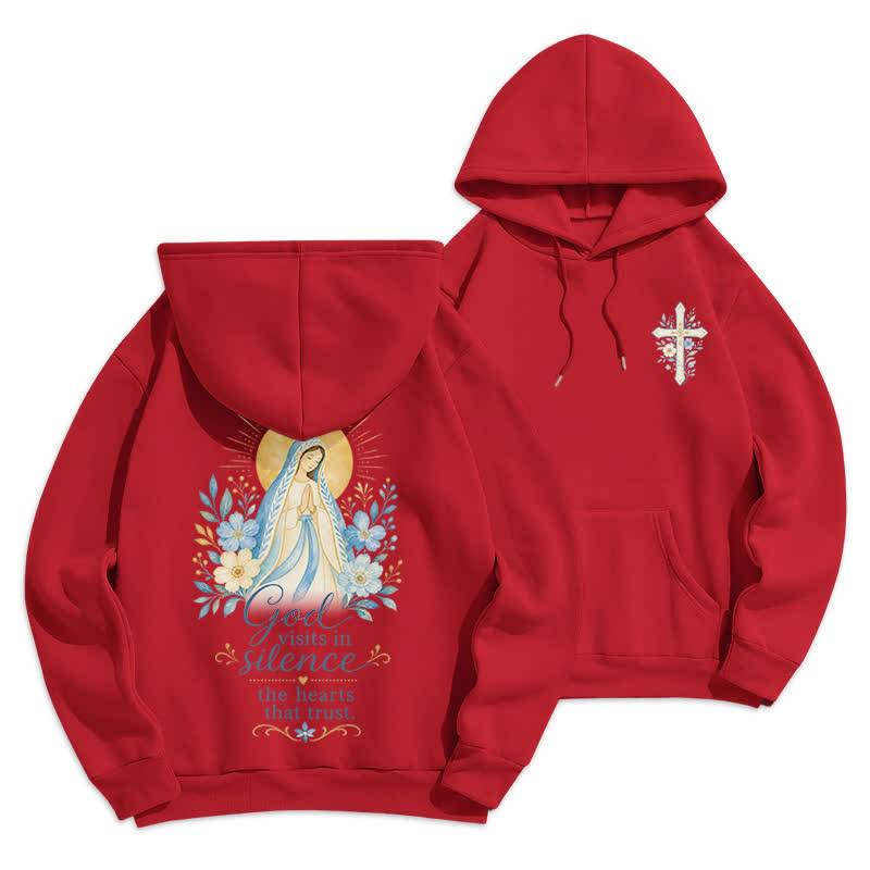 Christianartworkshop Olive Grace Cross Floral Fleece Lined Hoodie - Red - 2XL - image 15