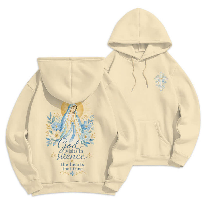 Christianartworkshop Olive Grace Cross Floral Fleece Lined Hoodie - Beige - 2XL - image 3
