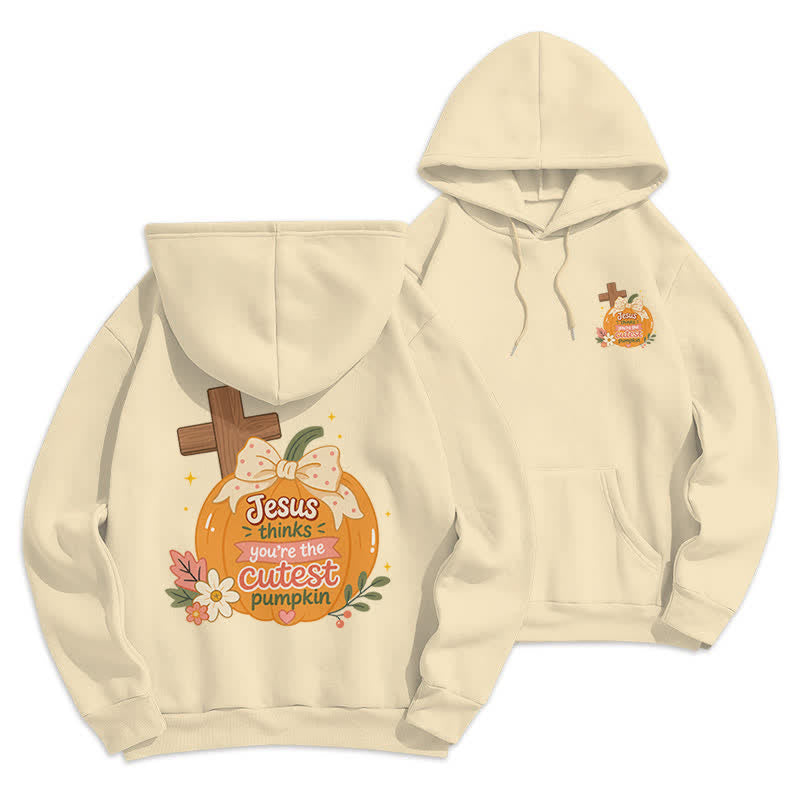 Christianartworkshop Cutest Pumpkin Cross Graphic White Pullover Hoodie - Beige - 2XL - image 21