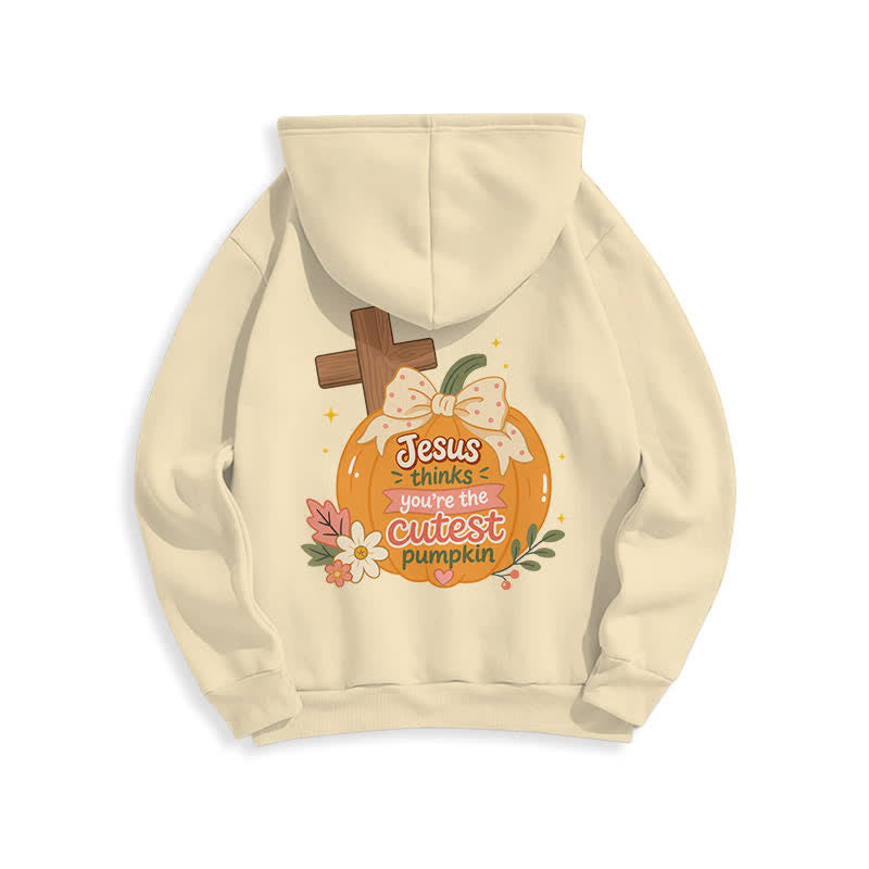 Christianartworkshop Cutest Pumpkin Cross Graphic White Pullover Hoodie - image 22