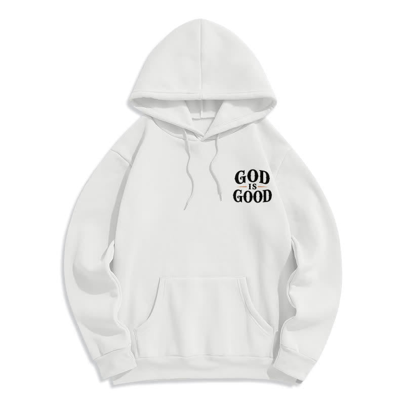 Christianartworkshop God Is Good Fleece Lined White Streetwear Hoodie - image 2
