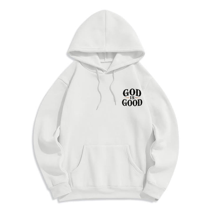 Christianartworkshop God Is Good Fleece Lined White Streetwear Hoodie - image 2