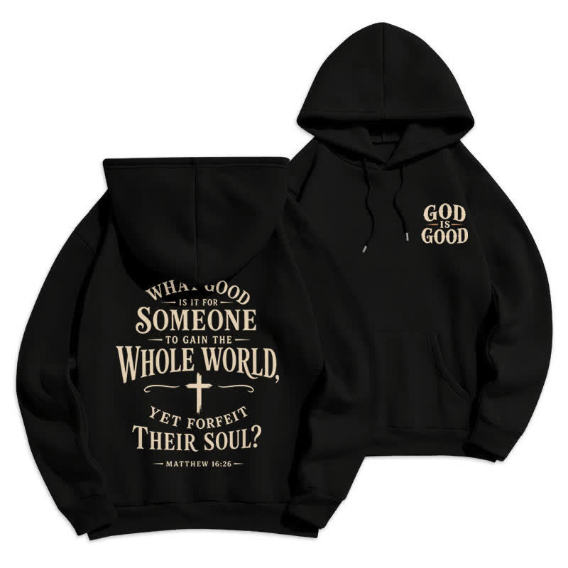 Christianartworkshop God Is Good Fleece Lined White Streetwear Hoodie - Black - 2XL - image 6