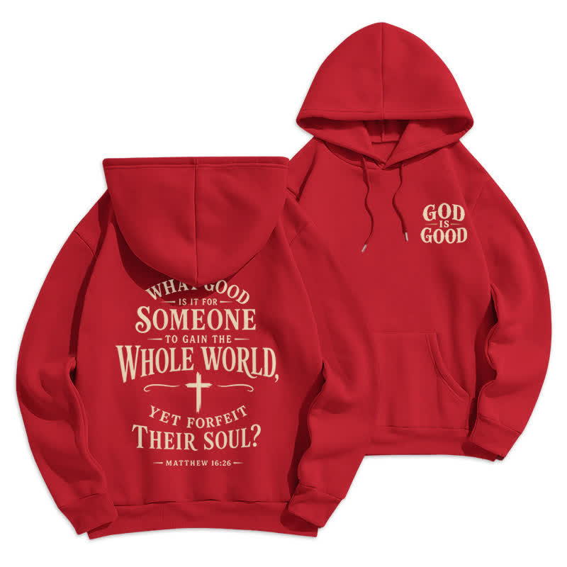 Christianartworkshop God Is Good Fleece Lined White Streetwear Hoodie - Red - 2XL - image 9