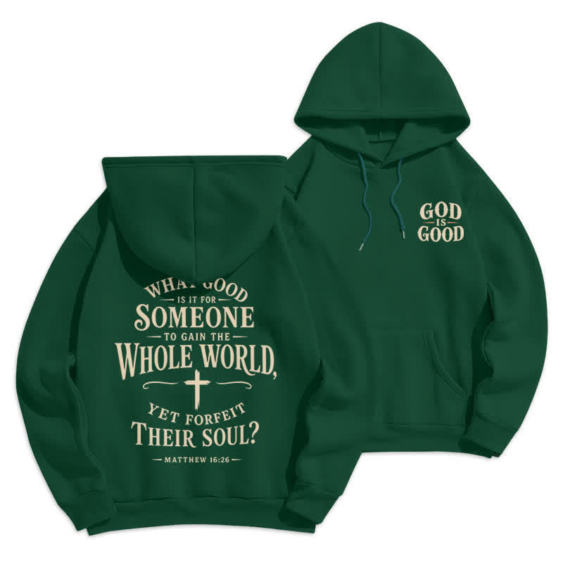Christianartworkshop God Is Good Fleece Lined White Streetwear Hoodie - Green - 2XL - image 12